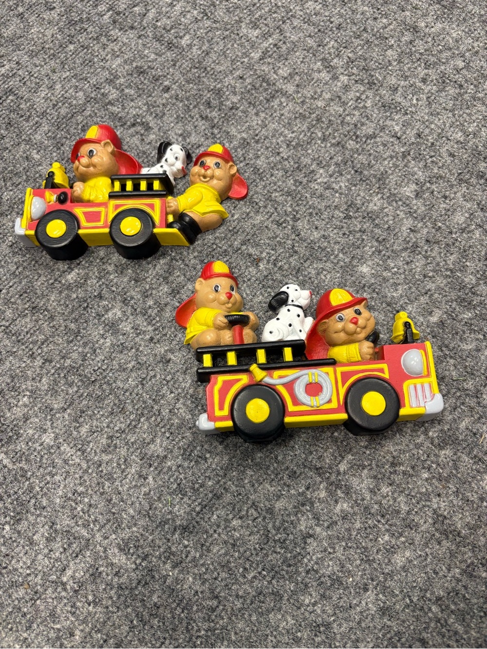 Homco 1980s Fire Truck Bear Wall Plaques Easy Hang